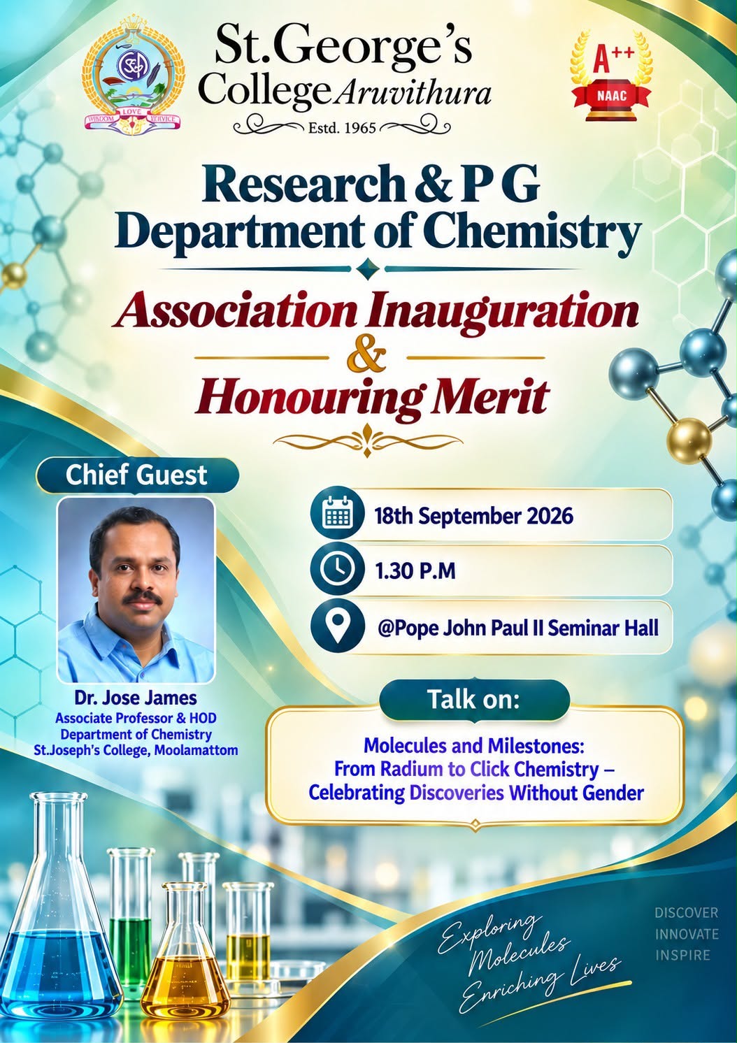 Association Inauguration & Honouring Merit - Research & P G Department of Chemistry